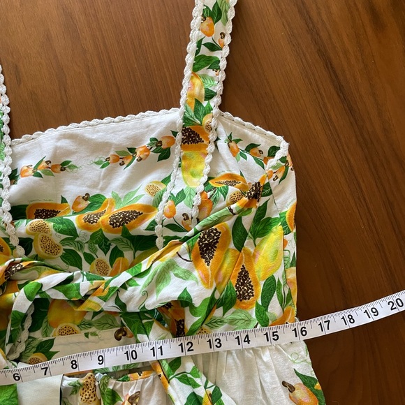 Farm Rio Papaya Salad Scarf Tie Back Midi Dress NWT - Picture 13 of 16